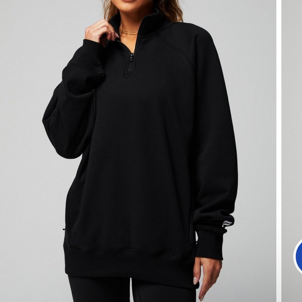 Fabletics Black Quarter Zip-Up Sweater